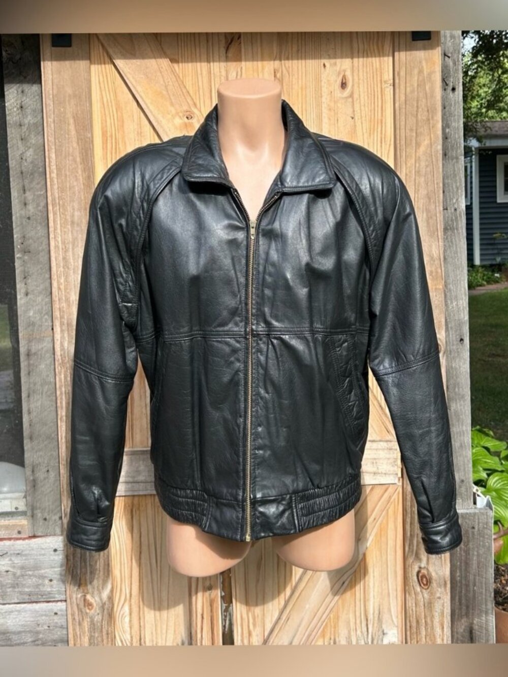 Vintage Retro 80s Members Only Black Leather Flight Aviator Bomber Jacket~44~